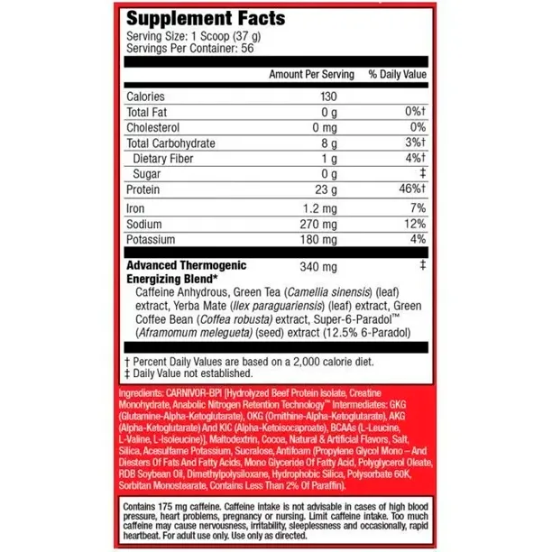 tabla MMD CARNIVOR PROTEIN FRESAS 3.6LB.webp