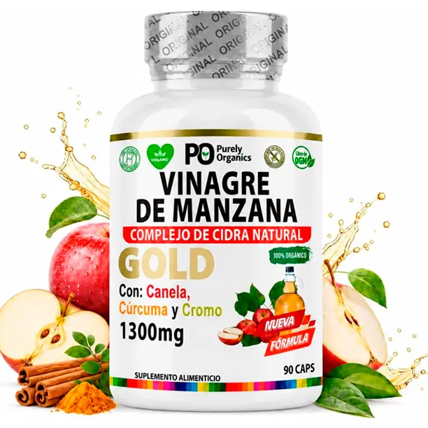 Vinagre De Manzana Gold | 100% Organico | 90 Capsulas PURELY ORGANICS