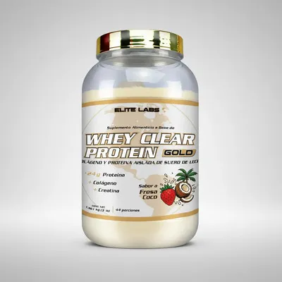 ELITE WHEY CLEAR PROTEIN GOLD 3 LB FRESA COCO